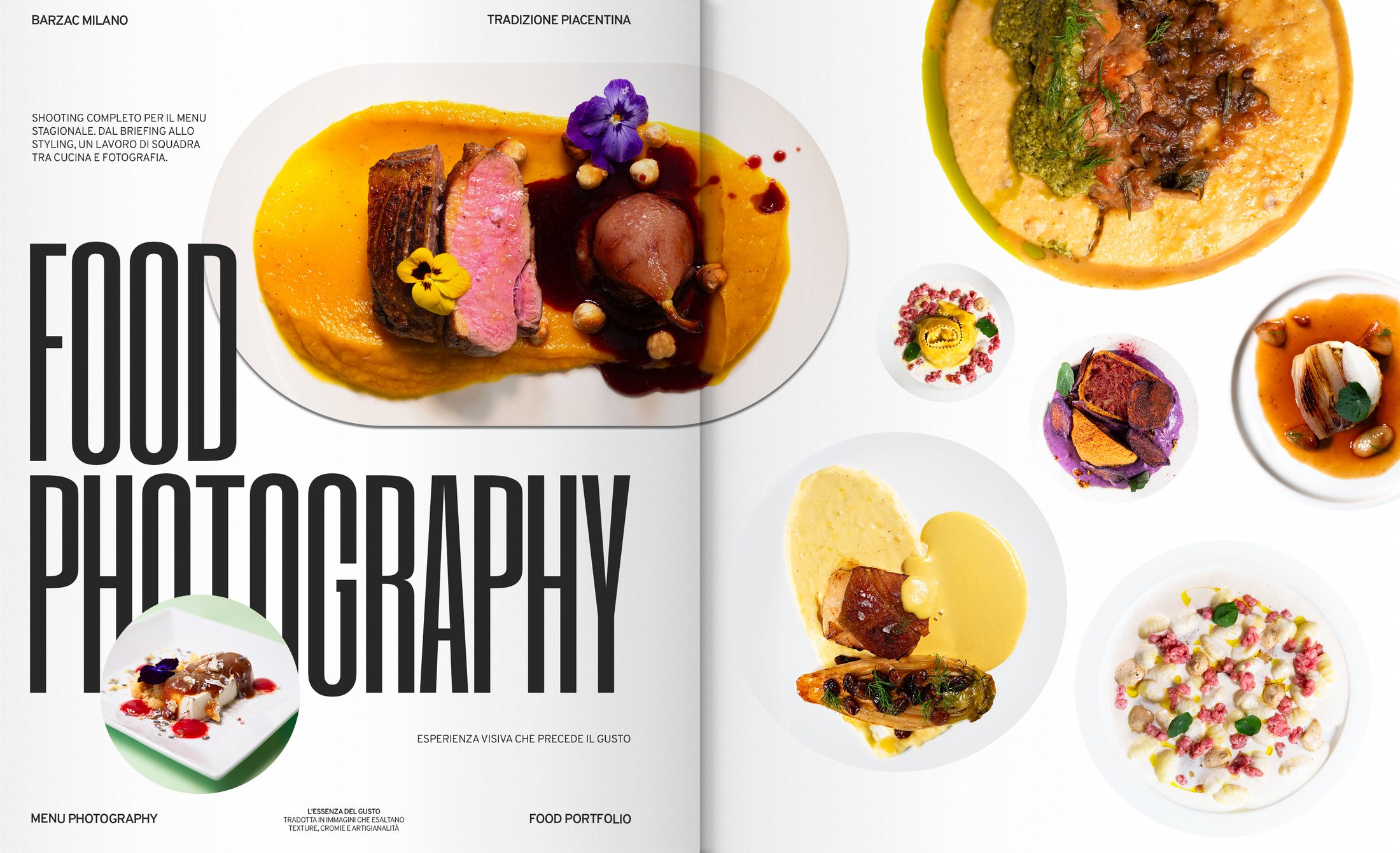 Food photography — spread editoriale del progetto