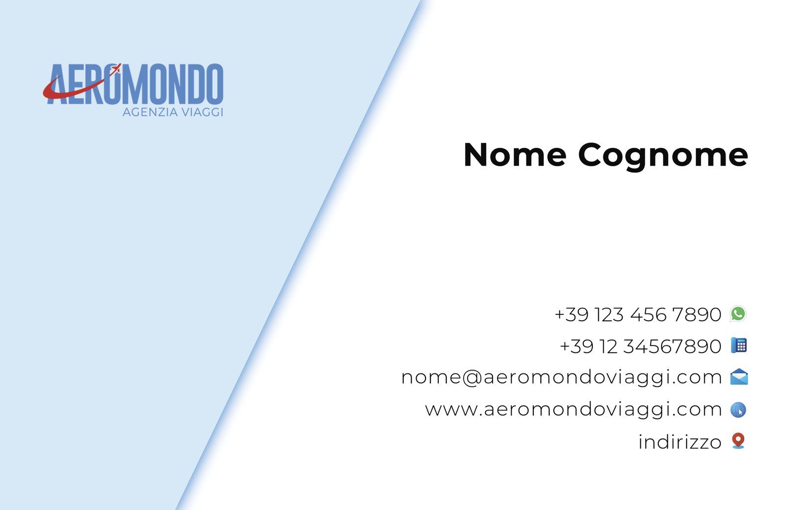 Aeromondo — biglietto da visita, retro