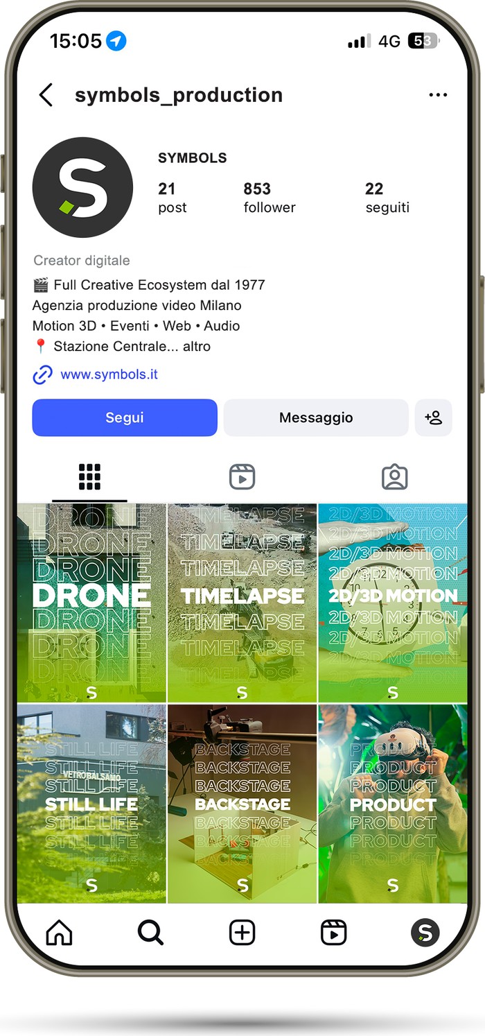 Il profilo Instagram di Symbols Production